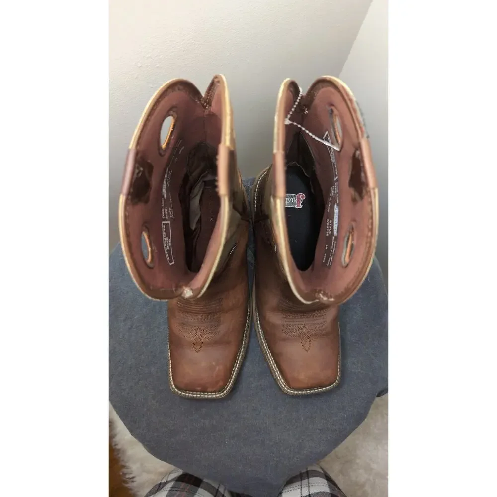 Justin Stampede Driller WK4338 Cowboy Work Boots 10EE Square Toe EH